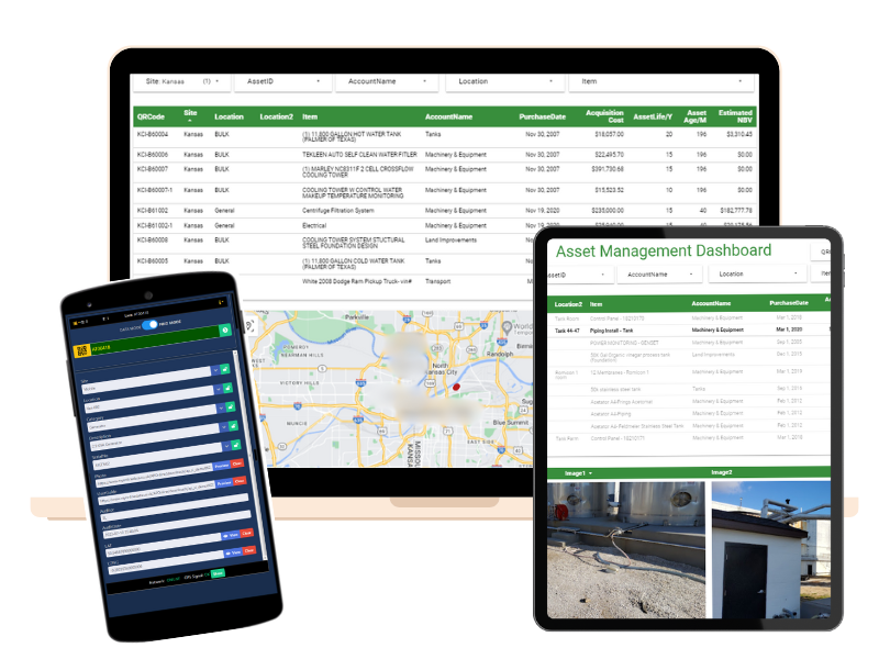 Custom asset tracking solutions for any business showing asset management software dashboards