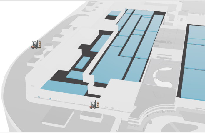 An RTLS movement map as used by an assettrac asset management software RTLS system.